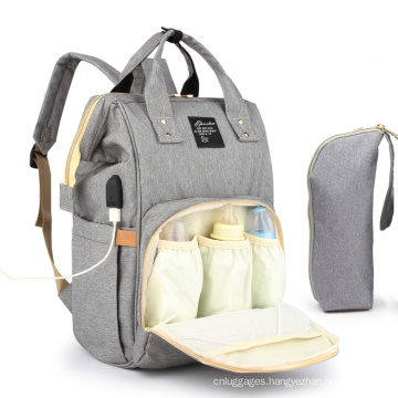 Hot Sales Fashion Waterproof Travel Maternity Nappy Bag USB Diaper Baby Mom Mommy Diaper Bag Backpack